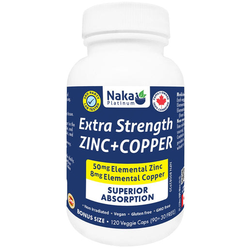 Naka Platinum Extra Strength Zinc + Copper, 120 VCaps - SupplementSource.ca