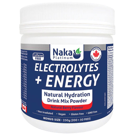 Naka Platinum Electrolytes + Energy, 250g Natural Berry - SupplementSource.ca