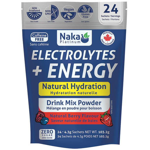 Naka Platinum Electrolytes + Energy, 24 Sachets Berry - SupplementSource.ca