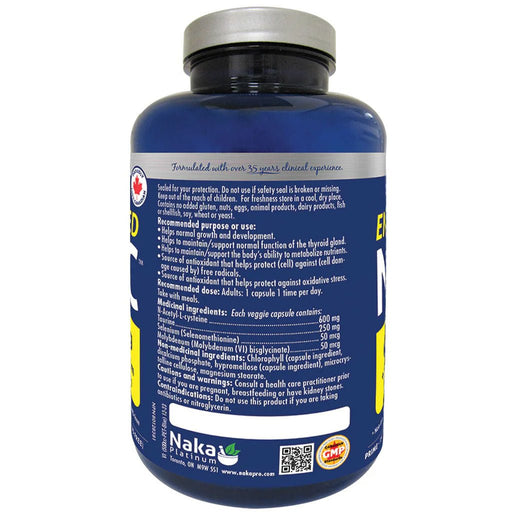 Naka Platinum Enhanced NAC, 75 VCaps Nutrition Panel - SupplementSource.ca