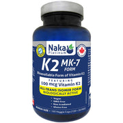Naka Platinum K2 MK-7, 150 VCaps - SupplementSource.ca