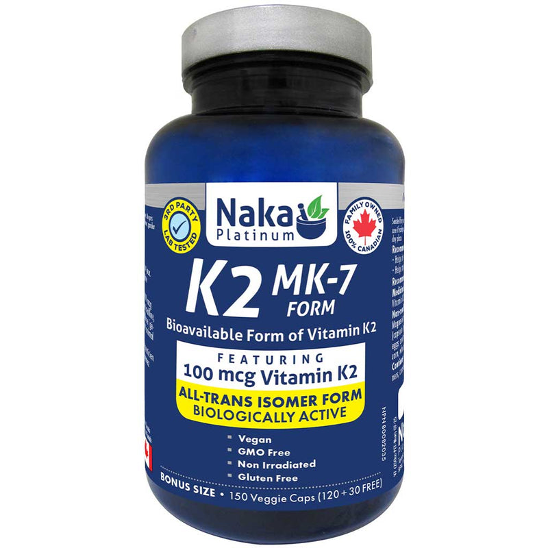 Naka Platinum K2 MK-7, 150 VCaps - SupplementSource.ca