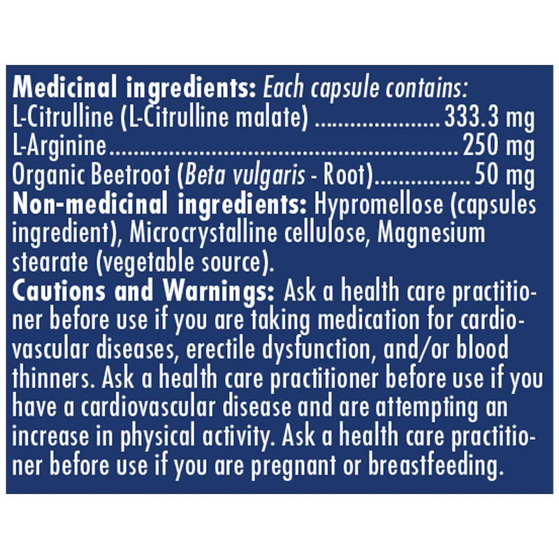 Naka Platinum NOx, 90 VCaps Nutrition Panel - SupplementSource.ca