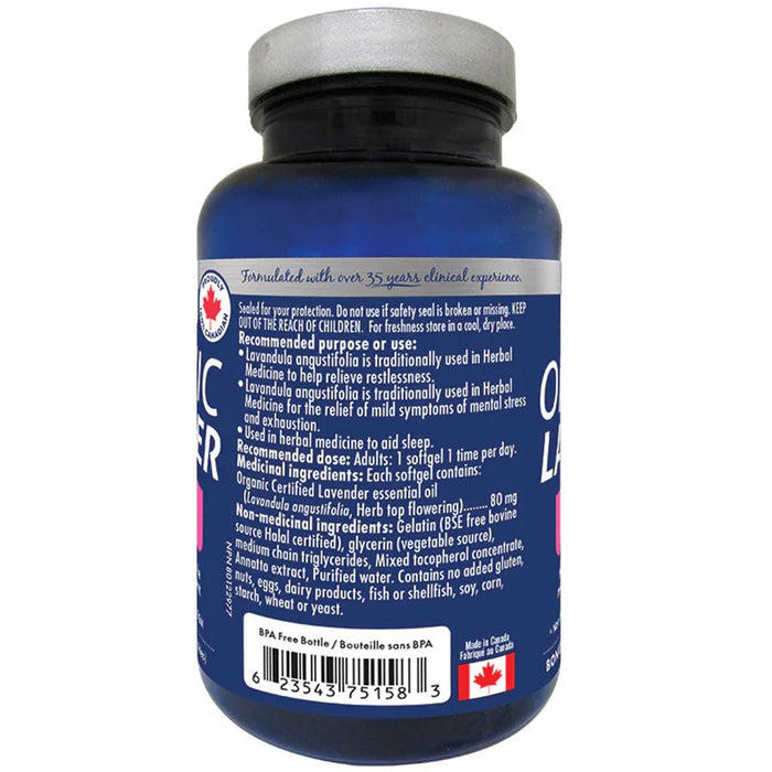 Naka Platinum Organic Lavender, 75 Softgels Nutrition Panel - SupplementSource.ca