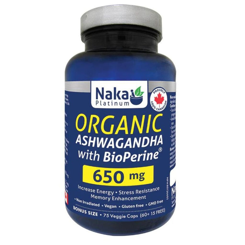 Naka Platinum ASHWAGANDHA avec BIOPERINE, 75 VCaps