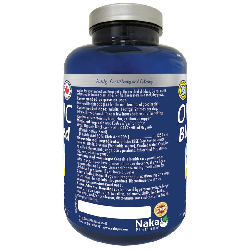 Naka Organic Black Seed, 80 Softgels Nutrition Facts - SupplementSource.ca