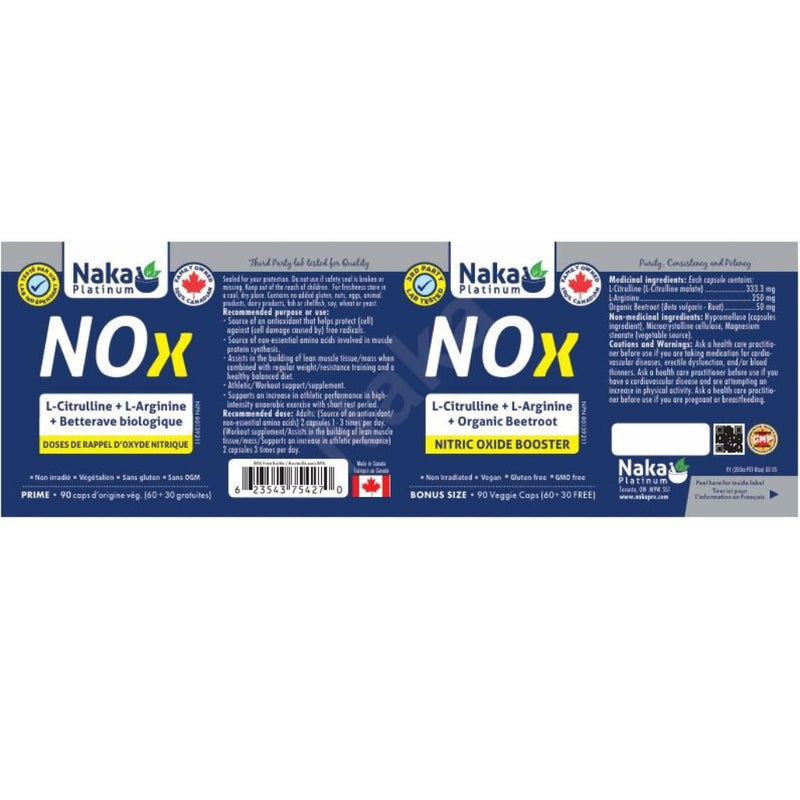 Naka Platinum NOx Nutrition Panel, 90 VCaps - SupplementSource.ca