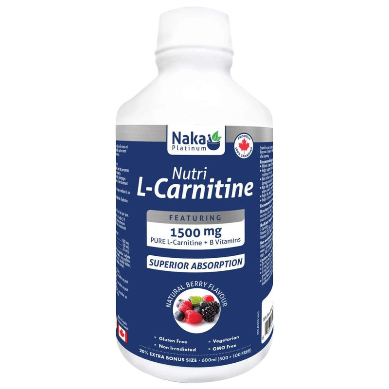 Naka Platinum Nutri L-Carnitine, 600ml Natural Berry Flavour - SupplementSource.ca
