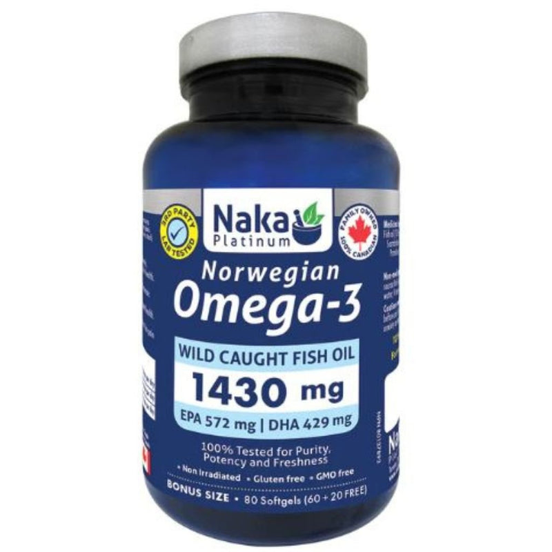 Naka Platinum Norwegian Omega-3, 80 Softgels - SupplementSource.ca