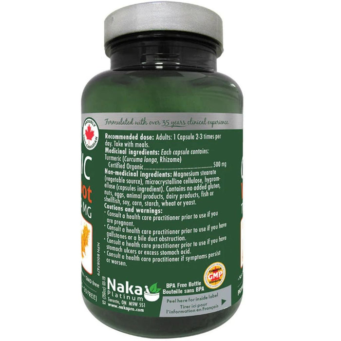 Naka Platinum Organic Whole Root Turmeric Nutrition Panel - SupplementSource.ca