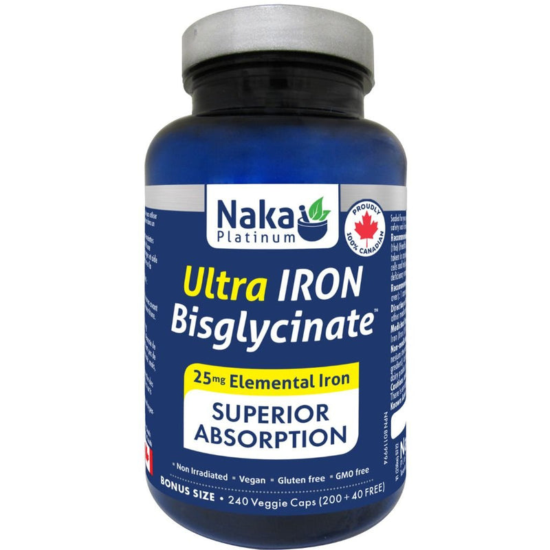 Naka Ultra Iron Bisglycinate, 240 VCaps - Supplementource.ca
