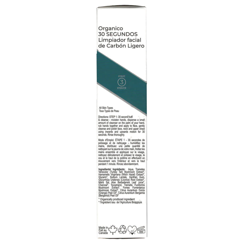 Nano Clear 30-Second Light Charcoal Face Cleanse, 50ml Side Panel - SupplementSource.ca