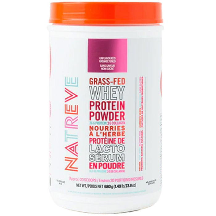 Natreve Grass-Fed Whey Protein Powder, 20 Servings Unflavoured - SupplementSource.ca