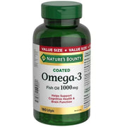 Nature's Bounty Coated Omega-3 Fish Oil 1000mg, 180 Softgels - SupplementSource.ca