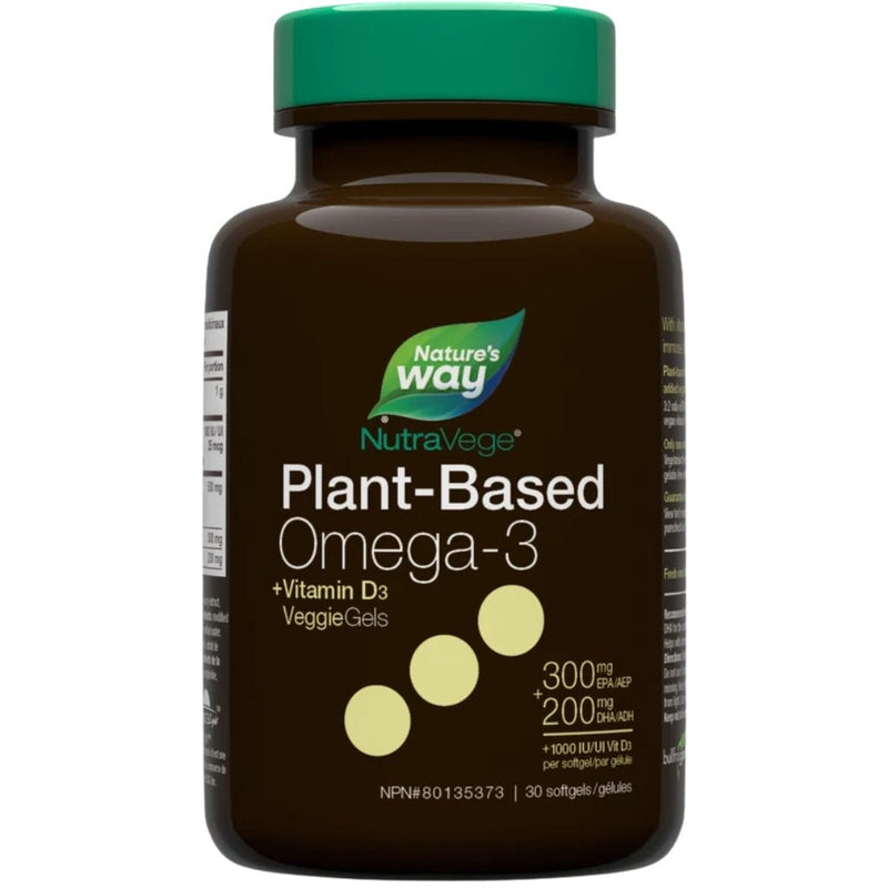 Nature's Way Plant-Based Omega-3 + Vitamin D3, 30 Softgels - SupplementSource.ca