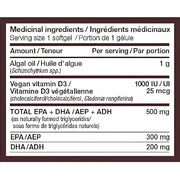 Nature's Way Plant-Based Omega-3 + Vitamin D3, 30 Softgels Nutrition Panel - SupplementSource.ca