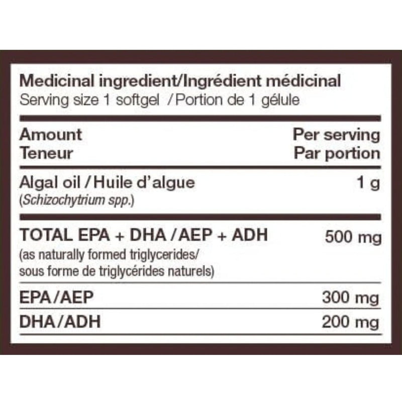 Nature's Way Plant-based Omega-3, 30 Softgels Nutrition Panel - SupplementSource.ca