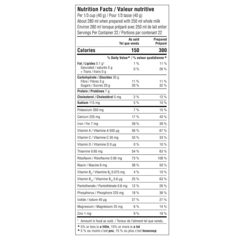 Nestle Boost Powder, Vanilla Nutrition Panel, 22 Servings - SupplementSource.ca