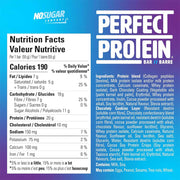 No Sugar Company Perfect Protein Bar, 55g x 14 Bars/Box Cookies N' Cream Nutrition Panel - SupplementSource.ca