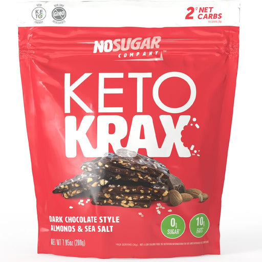 No Sugar Company Keto Krax 200g Dark Chocolate Style Almonds & Sea Salt - SupplementSource.ca