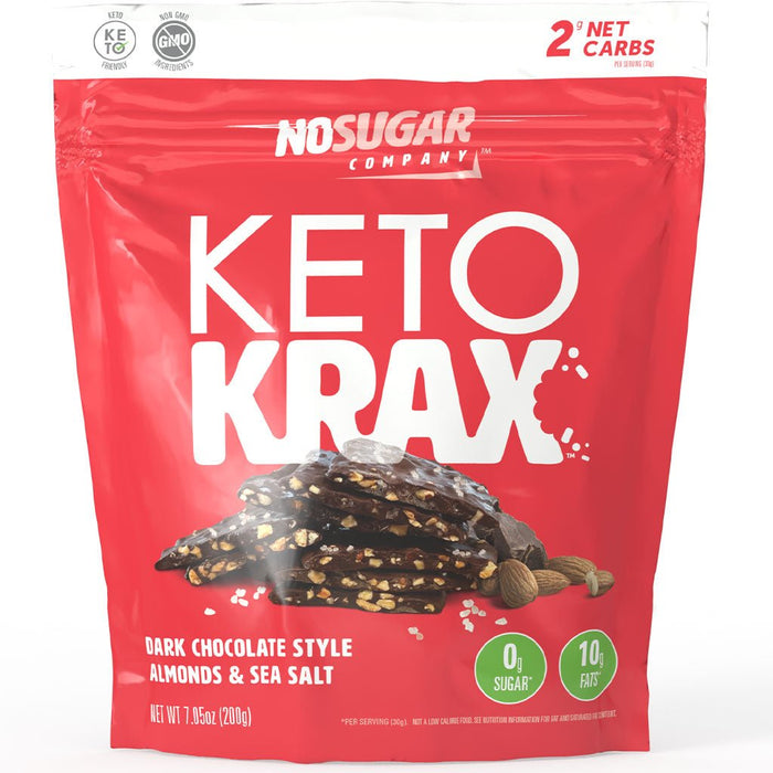 No Sugar Company Keto Krax 200g Dark Chocolate Style Almonds & Sea Salt - SupplementSource.ca