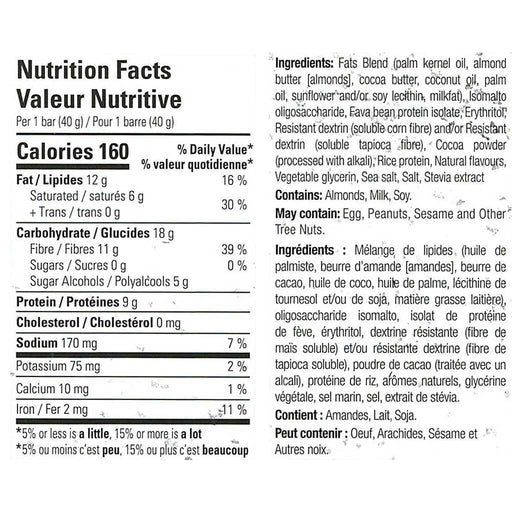 NoSugar Company KetoBar Cookies & Cream Nutrition Panel - SupplementSource.ca