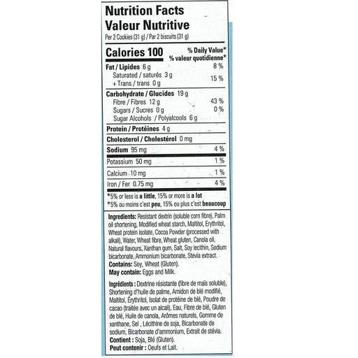 No Sugar Company Cookiez, 240g Nutrition Facts - SupplementSource.ca