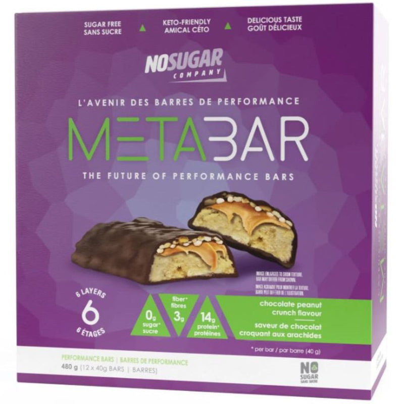 No Sugar Company METABAR 12 Bars/Box Chocolate Peanut Crunch - SupplementSource.ca