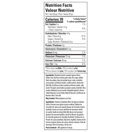 No Sugar Company Snack Trax, 5 bars Nutrition Facts - SupplementSource.ca