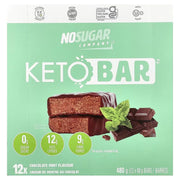 No Sugar Company KETO BAR, 40g x 12 Bars Chocolate Mint - SupplementSource.ca