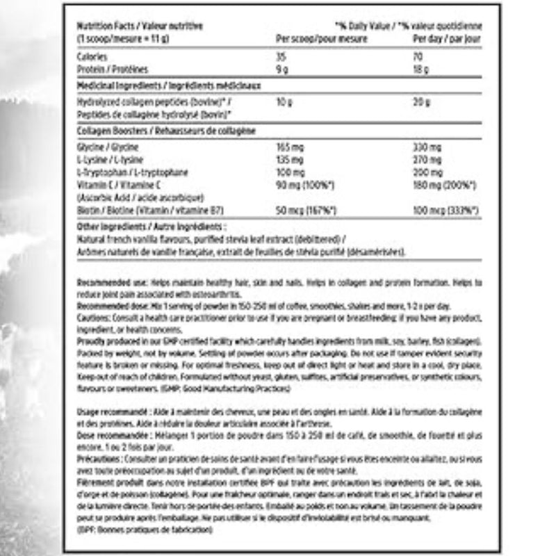 North Coast Naturals Boosted Bovine Collagen 500g Nutrition Facts - SupplementSource.ca