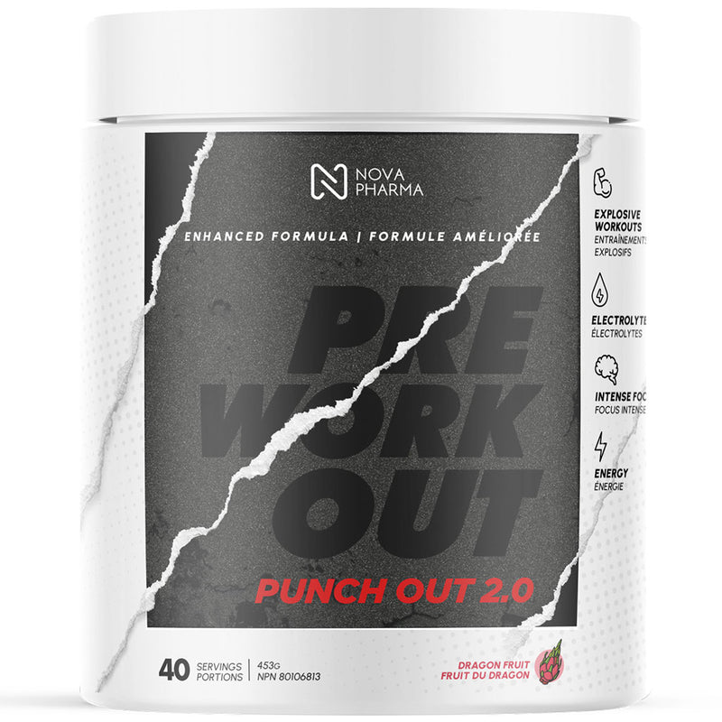 Nova Pharma Punch Out 2 Pre-Workout, 40 Servings Dragon Fruit - SupplementSource.ca