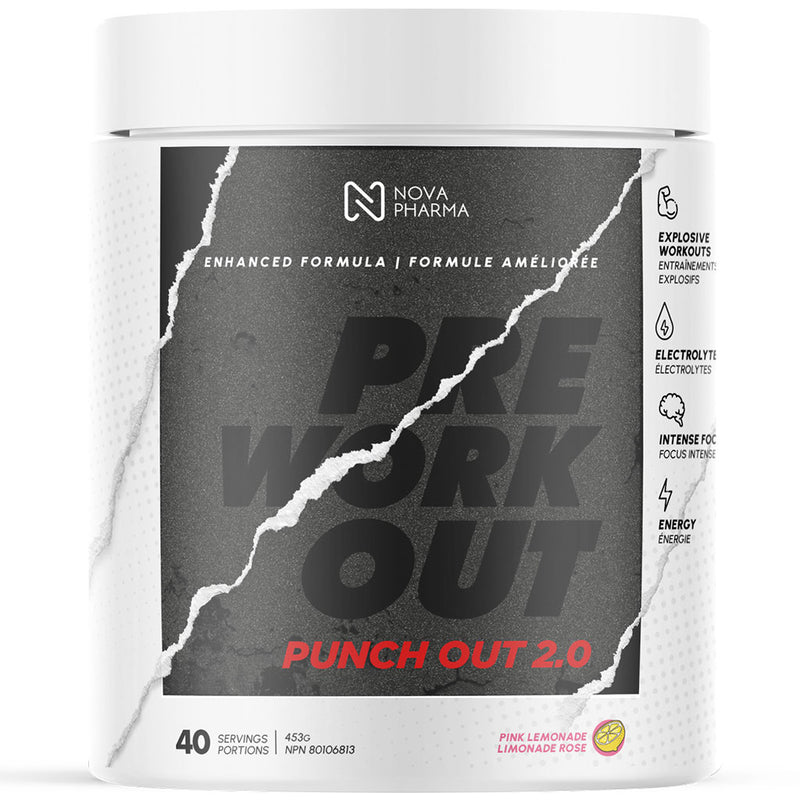 Nova Pharma Punch Out 2 Pre-Workout, 40 Servings Pink Lemonade - SupplementSource.ca