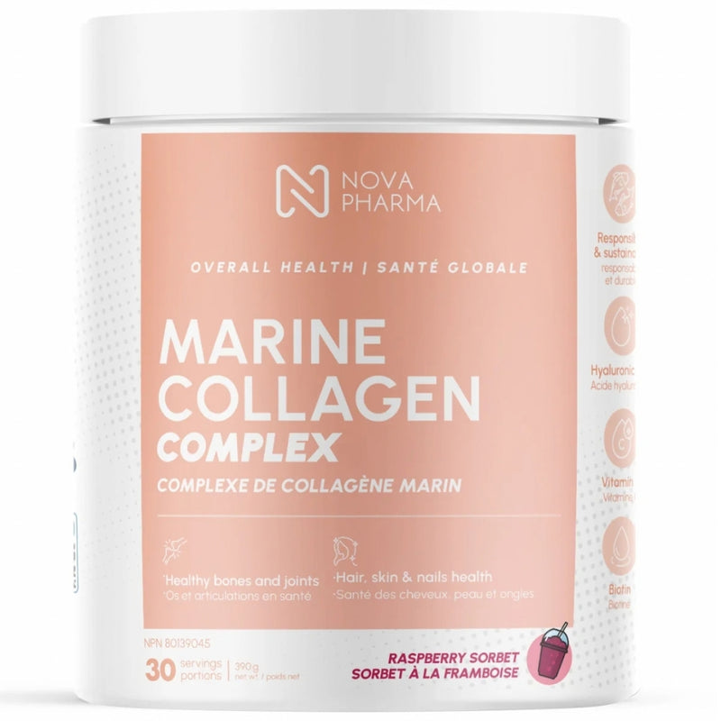 Nova Pharma Marine Collagen Complex, 30 Servings Raspberry Sorbet - SupplementSource.ca
