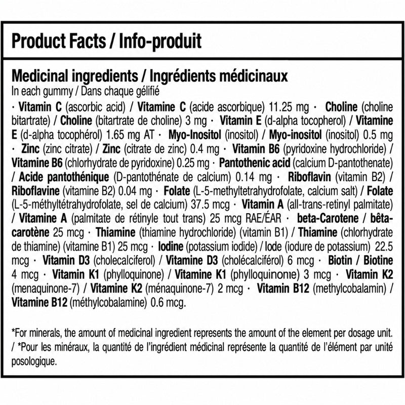 Nova Pharma Multi Family Gummies, 60 Gummies Watermelon Flavour Nutrition Panel - SupplementSource.ca