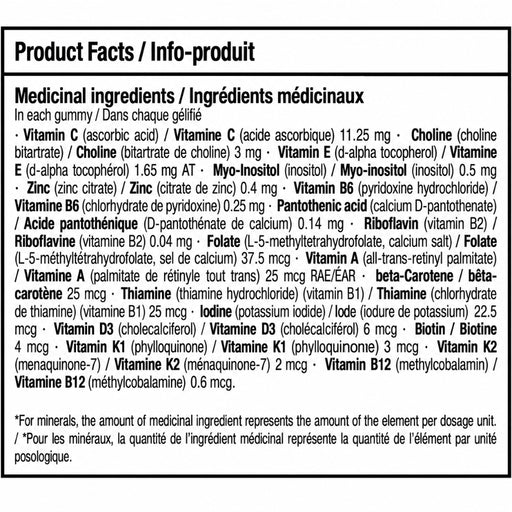 Nova Pharma Multi Family Gummies, 60 Gummies Watermelon Flavour Nutrition Panel - SupplementSource.ca