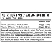 Nova Pharma Vitamin D3, 120 Gummies Nutrition Panel - SupplementSource.ca 