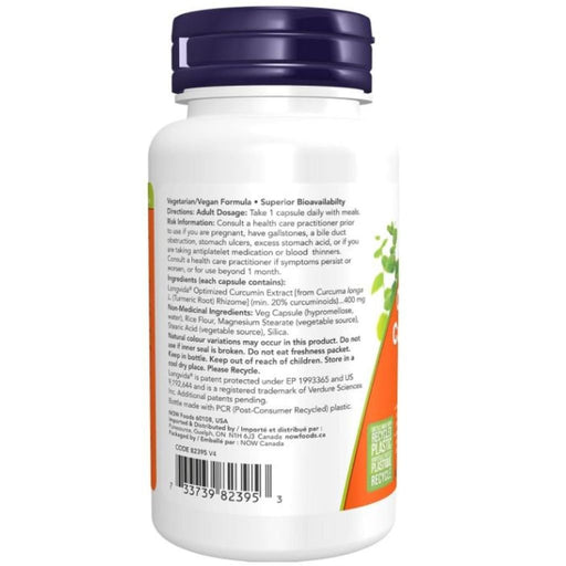 Now Curcubrain Nutrition Panel, 400mg, 50 VCaps - SupplementSource.ca