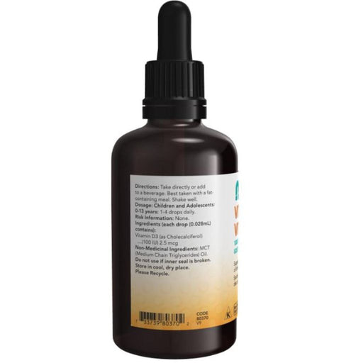 Now Kids Vitamin D3 Nutrition Panel, 60ml - SupplementSource.ca