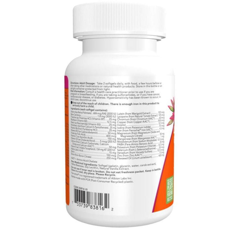 Now Liquid Multi Gels Nutrition Panel, 60 Softgels - SupplementSource.ca