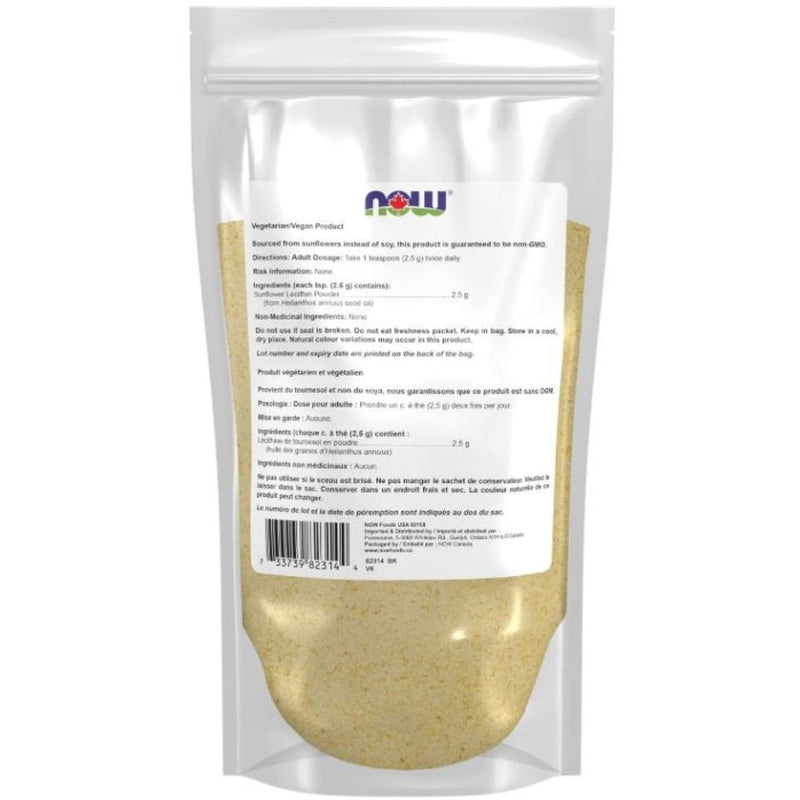 Now Sunflower Lecithin Nutrition Panel, 454g - SupplementSource.ca