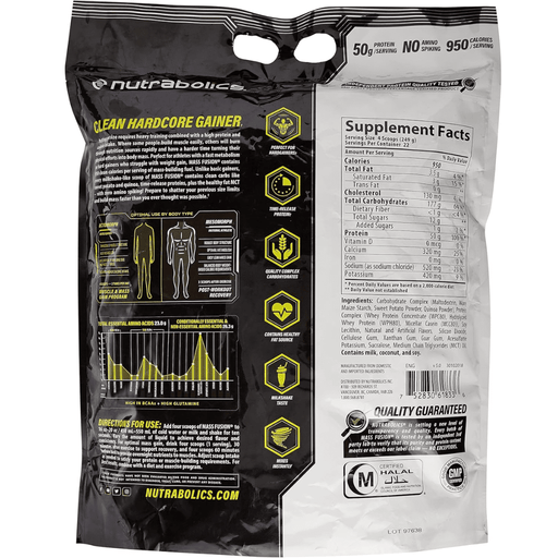 Nutrabolics Mass Fusion 12lb, Vanilla Milkshake Nutrition Facts - SupplementSouce.ca