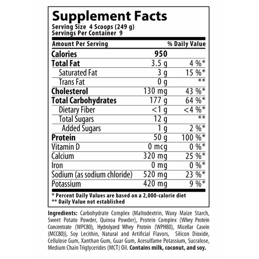 Nutrabolics Mass Fusion 5lb, Vanilla Milkshake Nutrition Facts - SupplementSource.ca