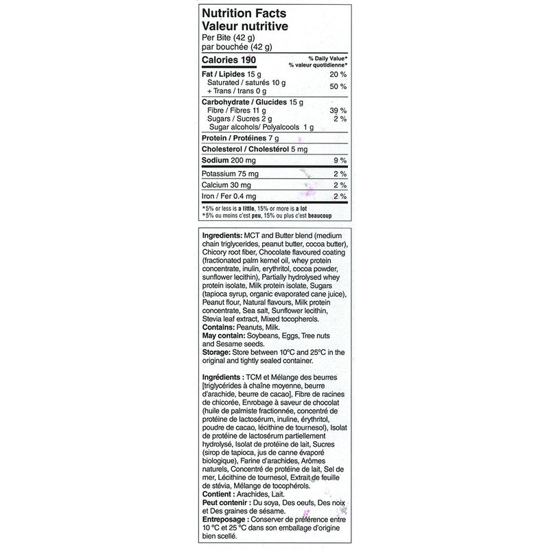 Nutraphase CLEANFATS PEANUT BUTTER CLUSTERS, 12 Clusters/Box Nutrition Panel - SupplementSource.ca