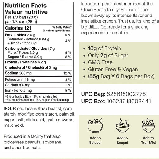 Nutraphase Clean Beans, 85g Nutrition Panel - SupplementSource.ca