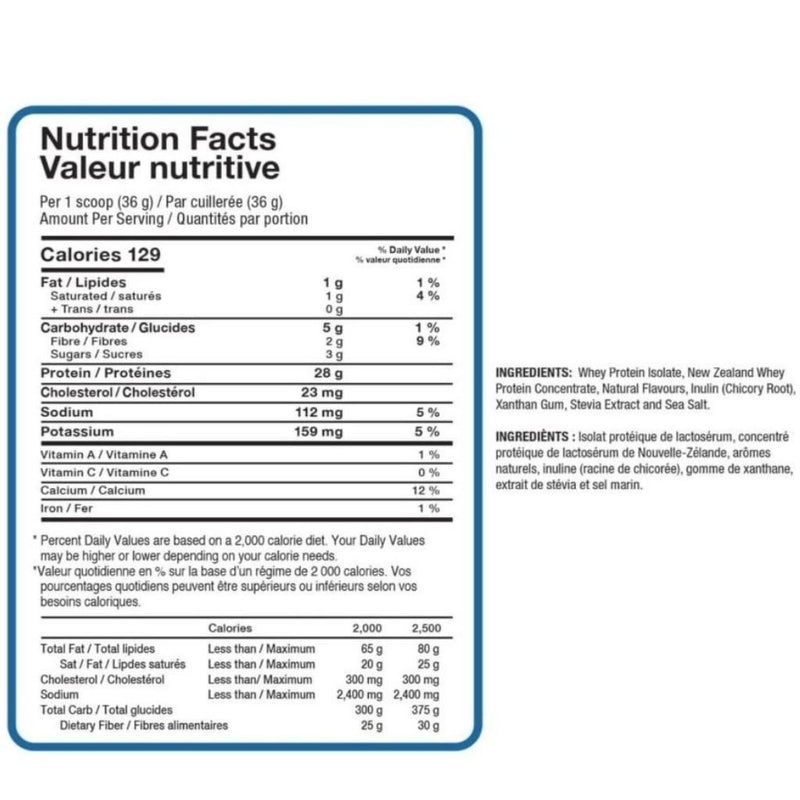 NutraPhase Sport Clean New Zealand Whey Protein Vanilla Ice Cream Nutrition Panel, 2lb - SupplementSource.ca
