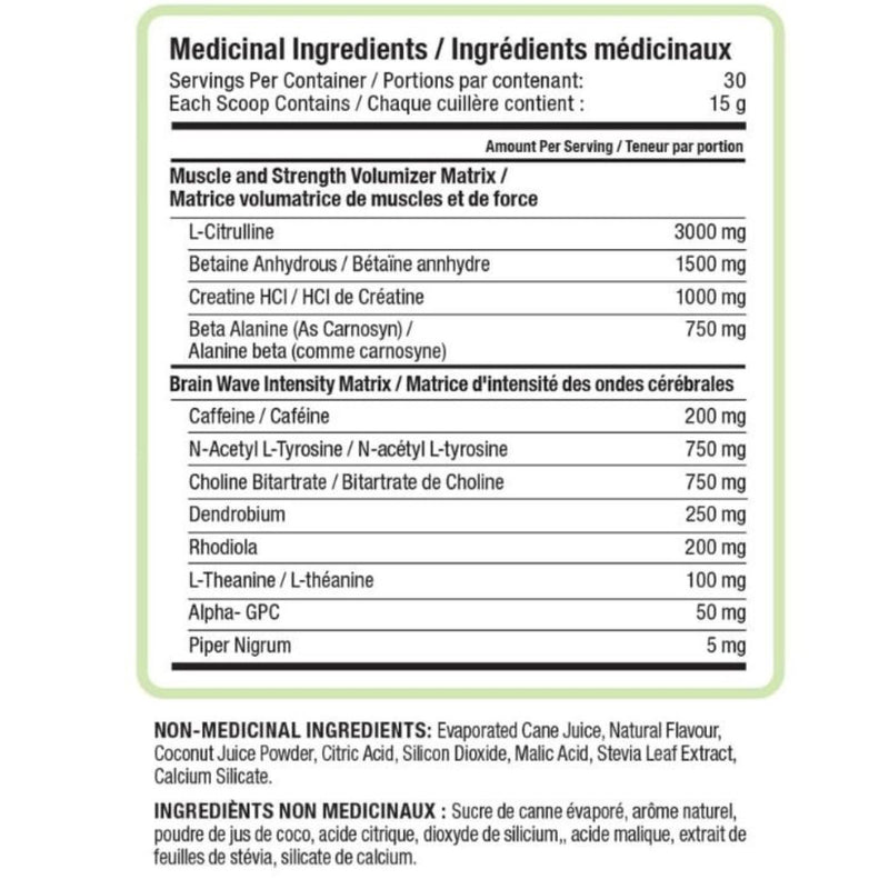 NutraPhase Clean Pre-Train Nutrition Panel, 30 Servings, White Grape - SupplementSource.ca