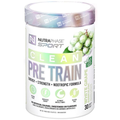 NutraPhase Clean Pre-Train, 30 Servings, White Grape - SupplementSource.ca