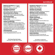 Nutridom Bovine Colostrum 500, 60 VCaps Nutrition Panel - SupplementSource.ca
