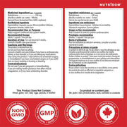 Nutridom Nattokinase, 100mg, 60 VCaps Nutrition Panel - SupplementSource.ca